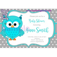 Turquoise Owl Baby Shower invitation,Turquoise Owl Baby Shower invitation,(001)